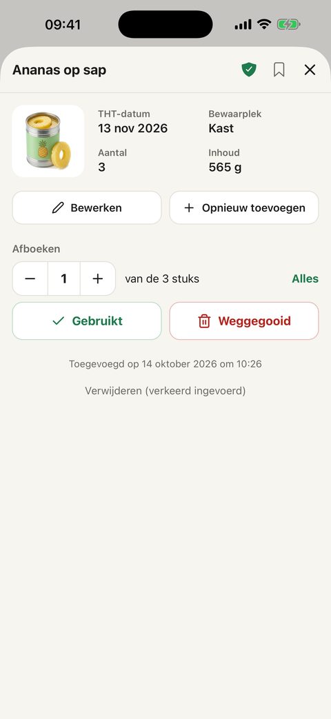 Een product, met afboeken
